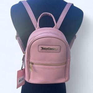 Juicy Couture Pink Mini Backpack with Gold Logo & Script Lining